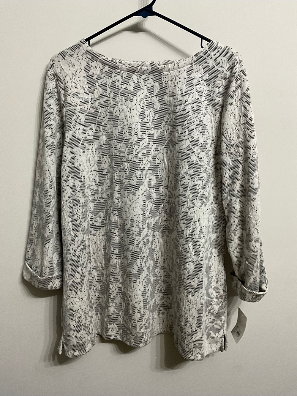 croft & barrow Cream Lace-Overlay Long Sleeve Tunic